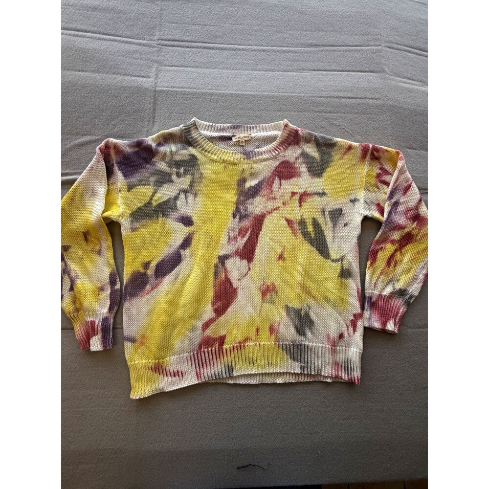 Love Sense Multicolor Tie-Dye Ribbed Knit Crew Neck Pullover Sweater M TP-2721